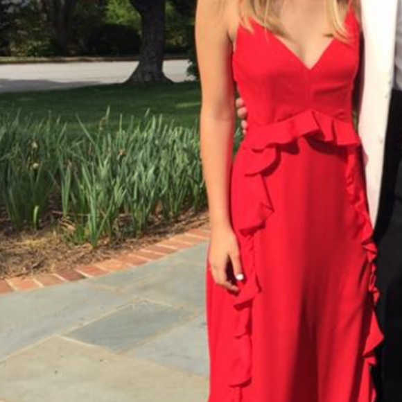 Aqua Ruffle-Trim Gown - Picture 1 of 7